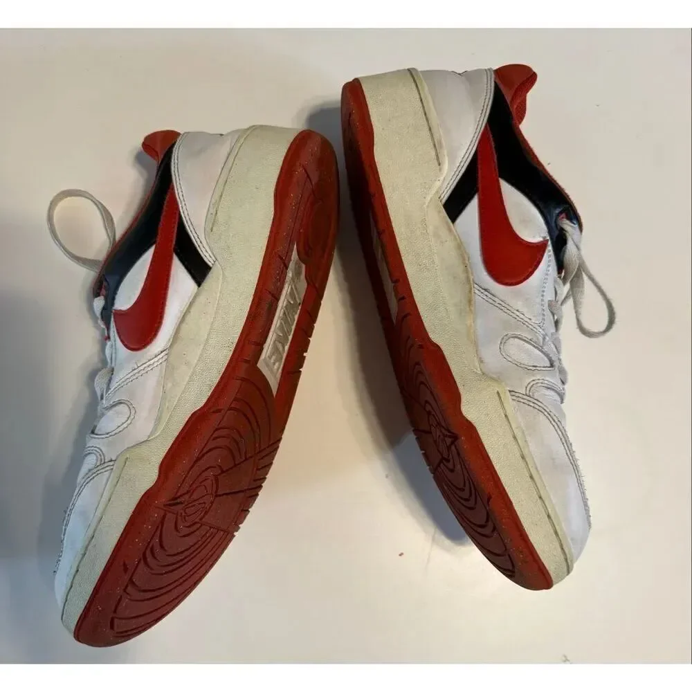 Nike Men's Size 10.5 Full Force Low Sneakers White Red Black AF1 Athletic Shoe